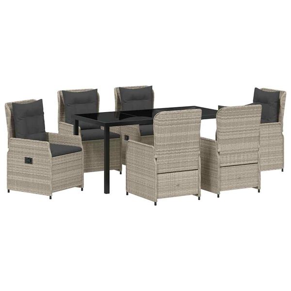 vidaXL Ensemble de salle &agrave; manger pour jardin 7 pcs Gris clair