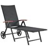 vidaXL Chaise longue avec roues R&eacute;sine tress&eacute;e Noir