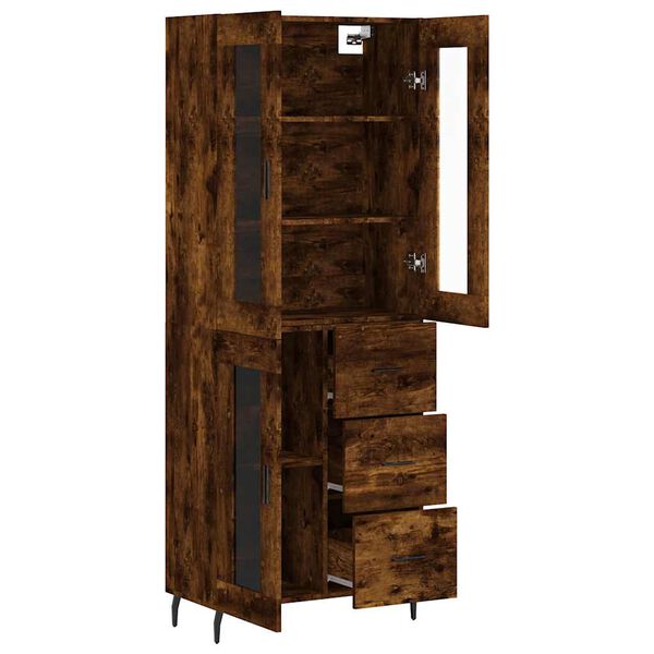 vidaXL Buffet haut Ch&ecirc;ne fum&eacute; 69,5x34x180 cm Bois d'ing&eacute;nierie