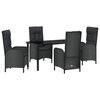 vidaXL Ensemble de salle &agrave; manger pour jardin 5 pc Noir polyrotin