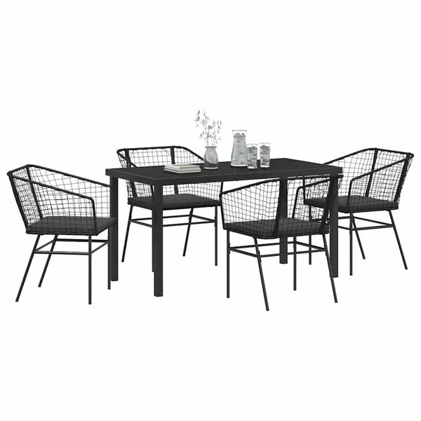 vidaXL Ensemble de salle &agrave; manger pour jardin 5 pcs Noir polyrotin
