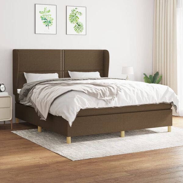 vidaXL Sommier &agrave; lattes de lit avec matelas Marron fonc&eacute; 180x200 cm