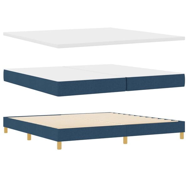 vidaXL Lit &agrave; ressorts avec matelas Bleu 200 x 200 cm Polyester