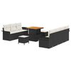 vidaXL Ensemble de canap&eacute; de jardin 10 pc Noir polyrotin