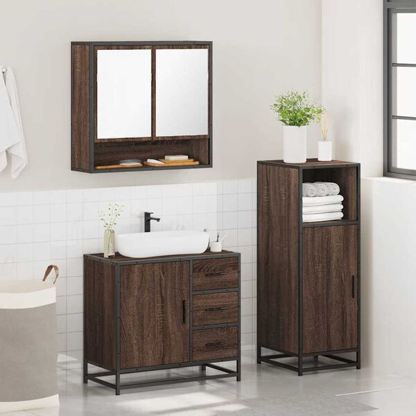vidaXL Ensemble de meubles de salle de bain 3 pcs Chêne marron