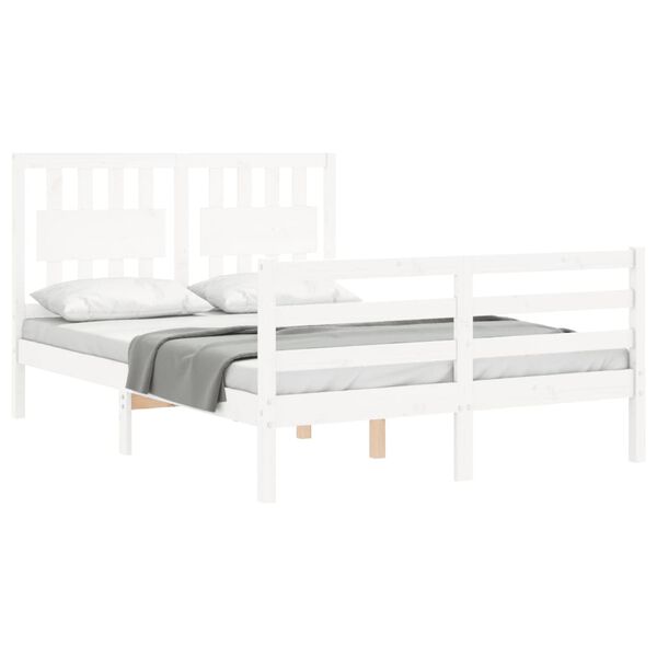 vidaXL Cadre de lit sans matelas blanc 140x200 cm bois massif