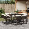 vidaXL Ensemble &agrave; manger de jardin et coussins 9 pcs marron poly rotin