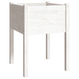 vidaXL Jardini&egrave;re Blanc 50x50x70 cm Bois de pin massif