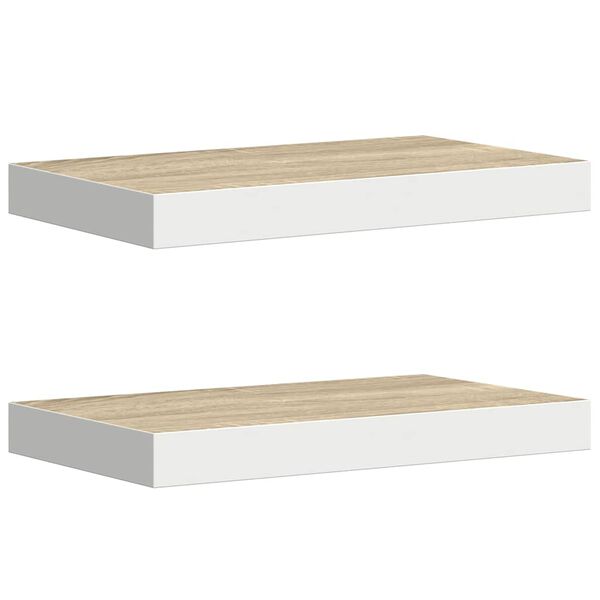 vidaXL Étagères flottantes 2 pcs chêne et blanc 50x23x3,8 cm MDF