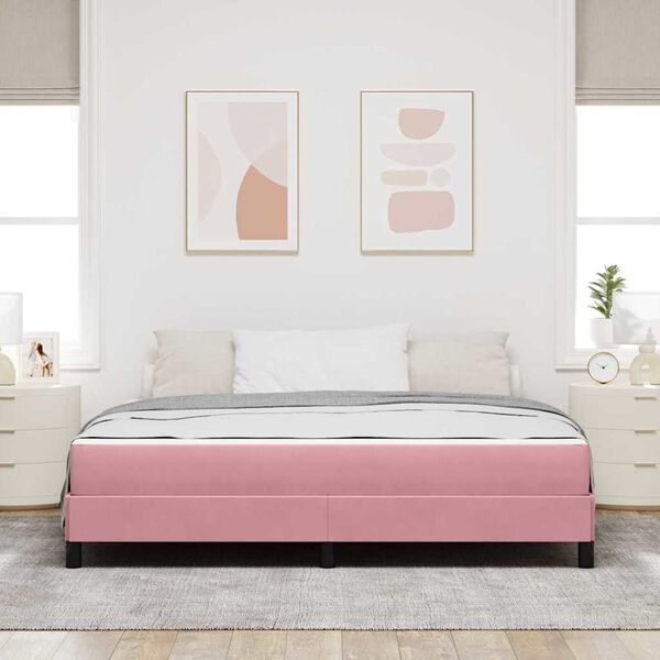 vidaXL Lit à ressorts avec matelas Rose 180 x 220 cm tissu