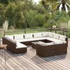 vidaXL Salon de jardin 12 pcs avec coussins Marron R&eacute;sine tress&eacute;e