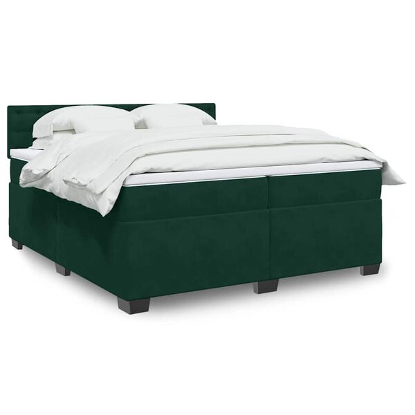 vidaXL Sommier &agrave; lattes de lit et matelas Vert fonc&eacute; 200x200cm Velours