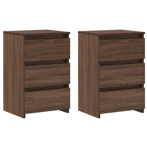 vidaXL Tables de chevet 2pcs Ch&ecirc;ne marron 40x35x62,5cm Bois ing&eacute;nierie