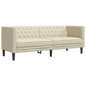 vidaXL Canap&eacute; &agrave; 3 places Chesterfield cr&egrave;me similicuir