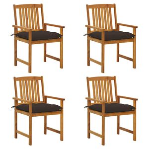vidaXL Chaises de jardin avec coussins lot de 4 Bois d'acacia massif