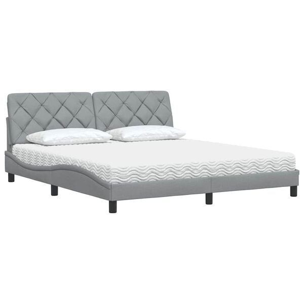vidaXL Lit avec matelas gris clair 180x200 cm tissu