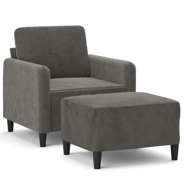 vidaXL Fauteuil avec repose-pied Gris fonc&eacute; 60 cm Velours