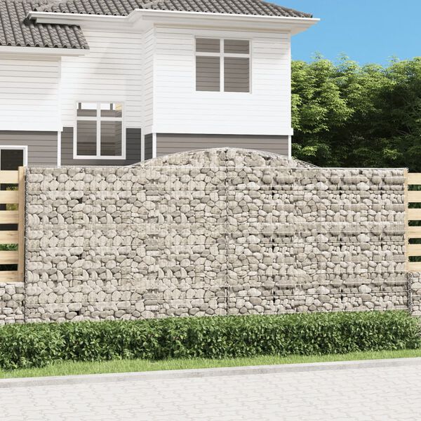 vidaXL Paniers à gabions arqués 4 pcs 400x50x180/200 cm Fer galvanisé