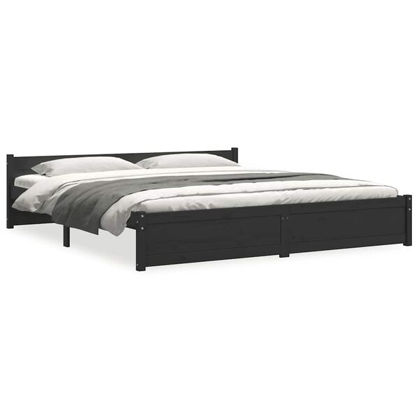 vidaXL Cadre de lit sans matelas noir bois massif 180x200 cm
