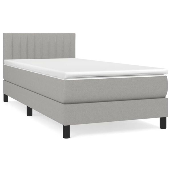 vidaXL Sommier &agrave; lattes de lit avec matelas Gris clair 90x200 cm Tissu