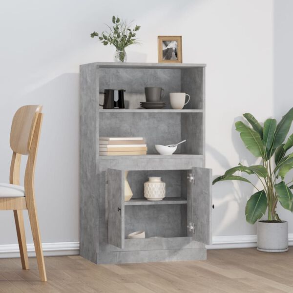 vidaXL Buffet haut gris béton 60x35,5x103,5 cm bois d'ingénierie