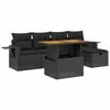 vidaXL Salon de jardin 6 pcs avec coussins noir r&eacute;sine tress&eacute;e