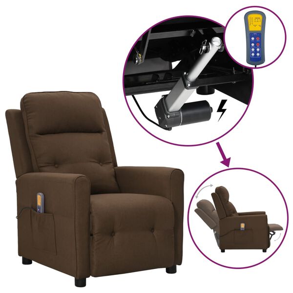vidaXL Fauteuil de massage Marron Tissu