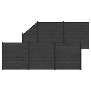 vidaXL Ensemble de Cl&ocirc;ture 6 pc 965 x 186 cm WPC et Aluminium Noir