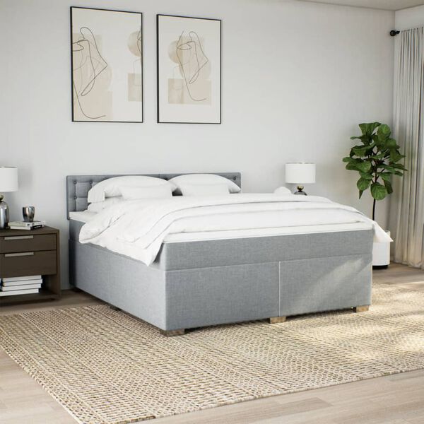 vidaXL Sommier &agrave; lattes de lit avec matelas Gris clair 180x200cm Tissu