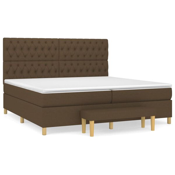 vidaXL Sommier &agrave; lattes de lit avec matelas Marron fonc&eacute; 200x200 cm
