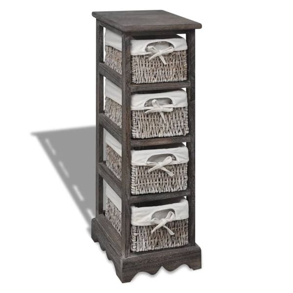 vidaXL &Eacute;tag&egrave;re de rangement Bois Marron 4 paniers en tissage