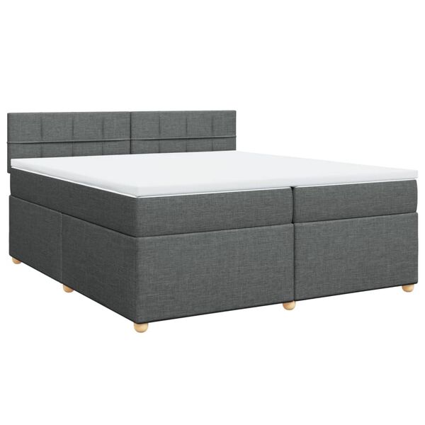 vidaXL Sommier &agrave; lattes de lit avec matelas Gris fonc&eacute; 200x200cm Tissu