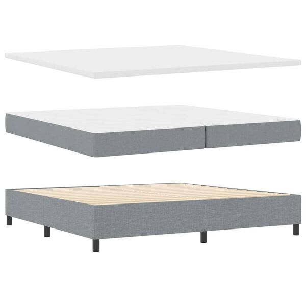 vidaXL Lit &agrave; ressorts avec matelas Gris clair 200 x 200 cm tissu
