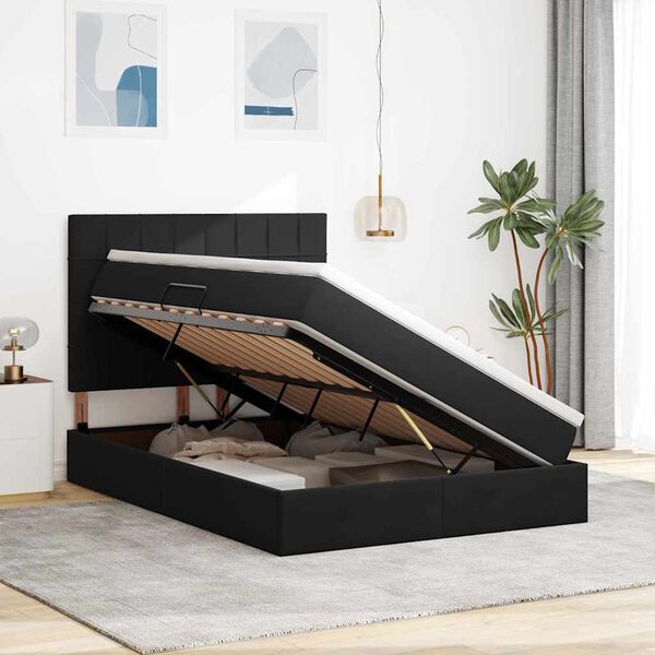 vidaXL Lit avec rangement et matelas Noir 140 x 190 cm Velours