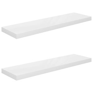 vidaXL &Eacute;tag&egrave;re murale flottante 2 pcs Blanc brillant 90x23,5x3,8cm MDF