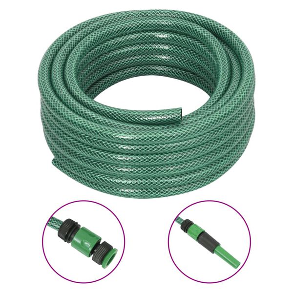 vidaXL Tuyau d'arrosage avec jeu de raccords vert 0,5" 20 m PVC