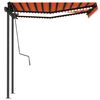 vidaXL Auvent automatique capteur de vent LED 3,5x2,5 m Orange marron