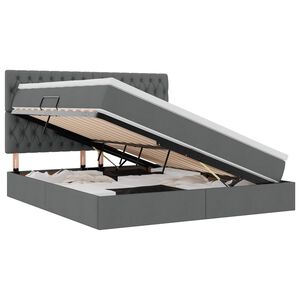 vidaXL Lit avec rangement et LED Gris fonc&eacute; 160 x 200 cm Polyester