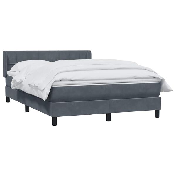 vidaXL Sommier &agrave; lattes de lit et matelas gris fonc&eacute; 140x210cm velours