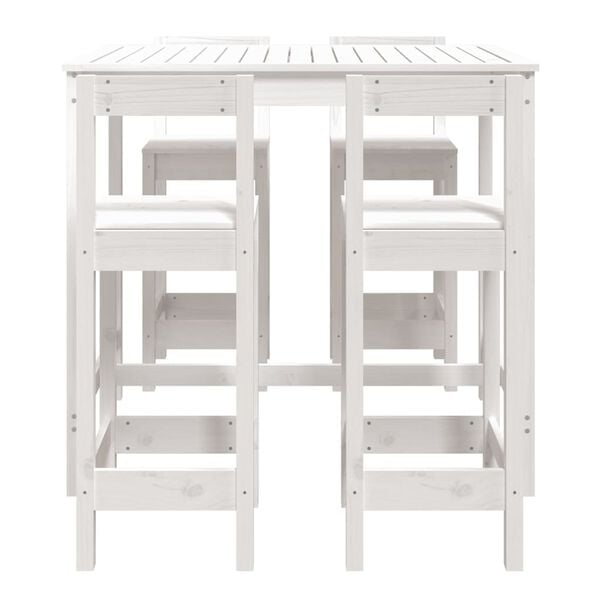 vidaXL Ensemble de bar de jardin 5 pcs blanc bois massif de pin