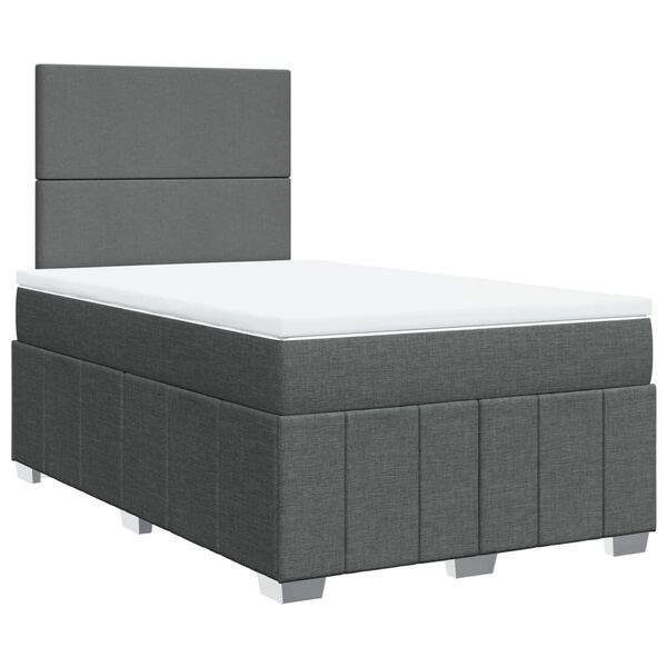 vidaXL Sommier &agrave; lattes de lit avec matelas gris fonc&eacute; 120x190cm tissu