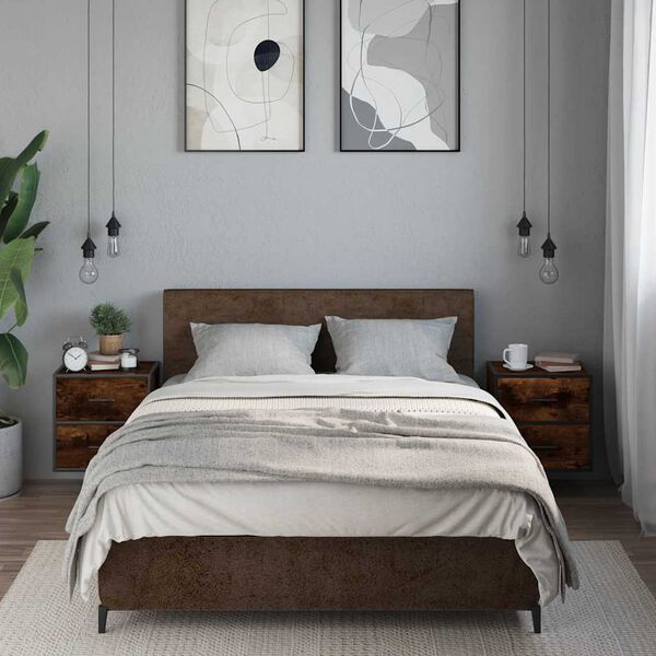 vidaXL Tables de chevet murales 2 pcs Ch&ecirc;ne fum&eacute; 40x31x39,5 cm