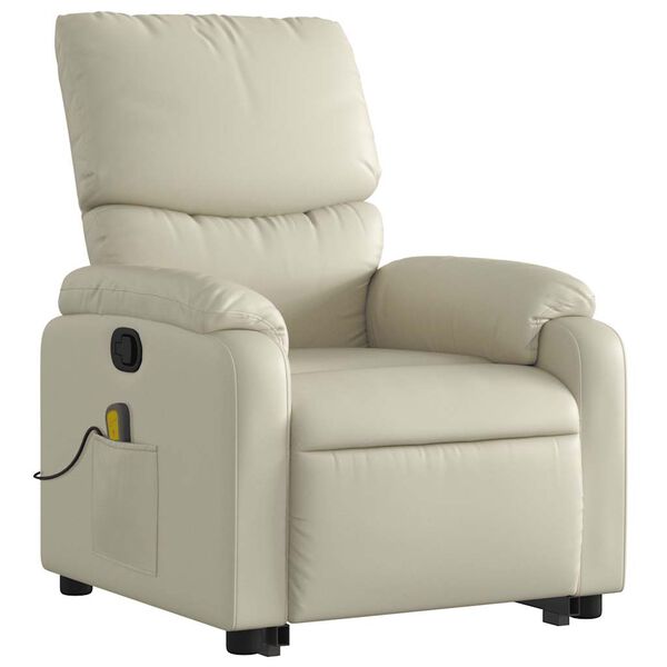 vidaXL Fauteuil inclinable de massage Crème Similicuir