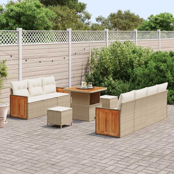 vidaXL Ensemble de canapé de jardin 10 pcs Beige et crème