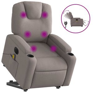 vidaXL Fauteuil inclinable de massage &eacute;lectrique Taupe Tissu