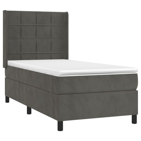 vidaXL Sommier &agrave; lattes de lit avec matelas Gris fonc&eacute; 100x200 cm