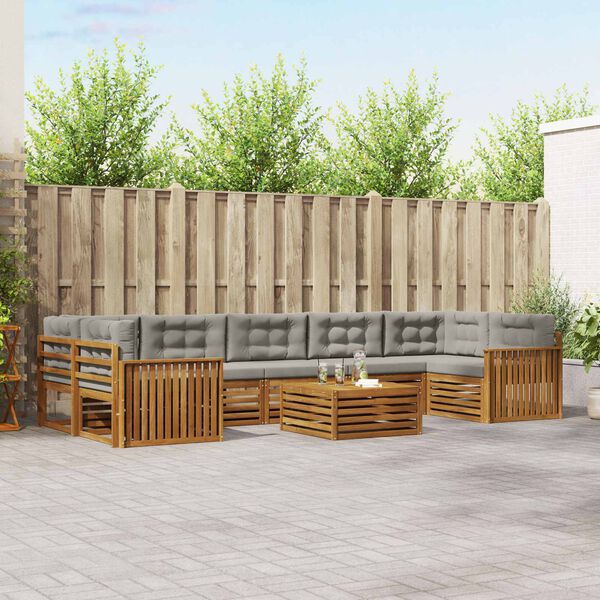 vidaXL Ensemble de canap&eacute;s d'ext&eacute;rieur 8 pcs Gris Naturel et Clair