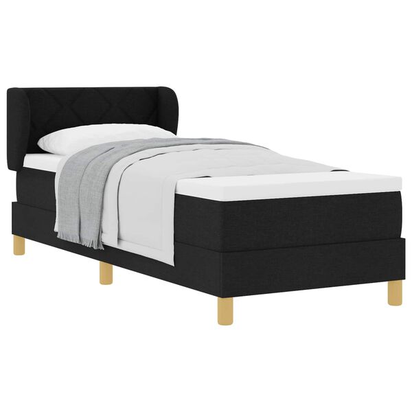 vidaXL Lit &agrave; ressorts avec matelas Noir 80 x 200 cm tissu