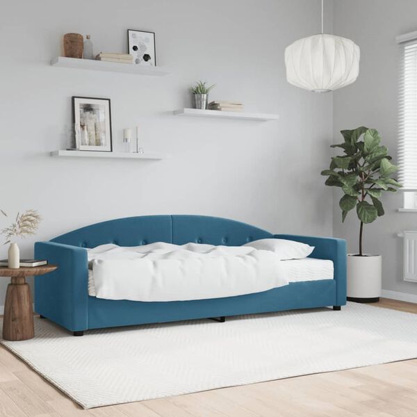 vidaXL Lit de jour avec matelas bleu 80x200 cm velours