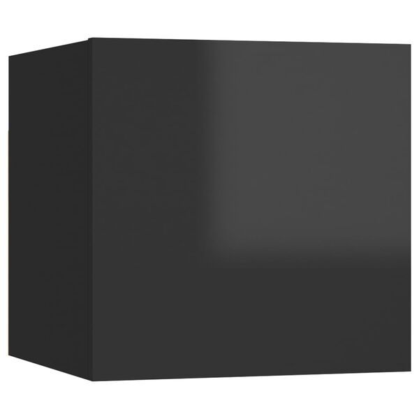 vidaXL Table de chevet Noir brillant 30,5x30x30 cm Bois d'ing&eacute;nierie